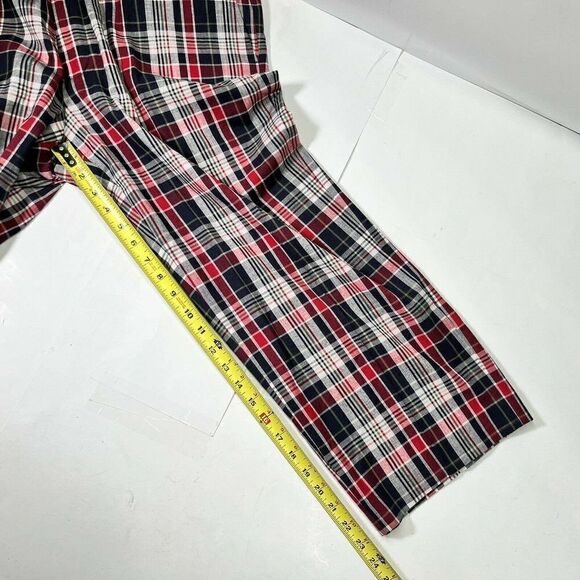 Brooks Brothers 346 Mens 38 cropped Madison Fit Plaid Pants Red Blue White - Picture 11 of 12